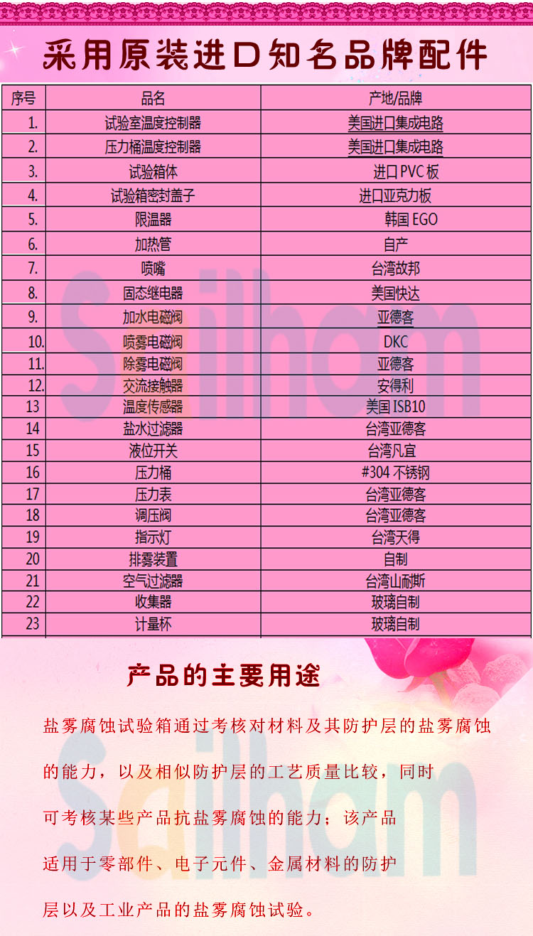 多功能盐雾草莓视频成人网站品牌配件介绍